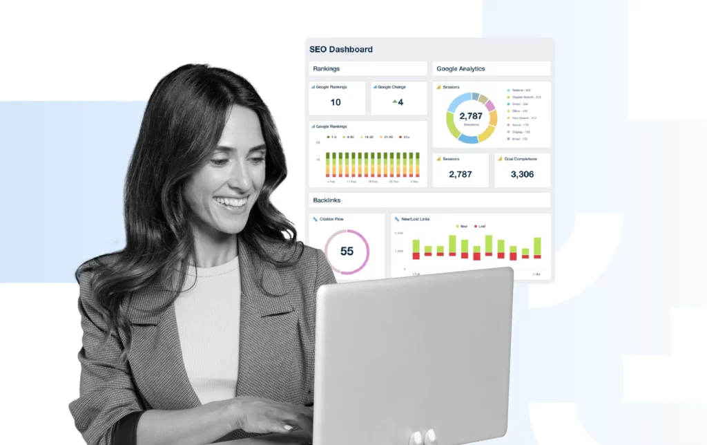 Tendances SEO 2026 : tableau de bord d'analyse SEO avec indicateurs de performance